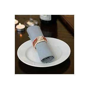  NOVICA Jute and silver napkin rings, Song (set of 6 