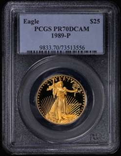 1989 $25 HALF OUNCE PROOF AMERICAN GOLD EAGLE ~ PCGS PR 70 DEEP CAMEO 