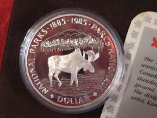 1985 Canadian 100th Anniversary SILVER MOOSE PROOF Strike Dollar w 