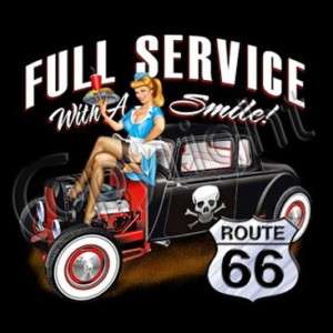 FULL SERVICE DRIVE IN RAT ROD HOT ROD T SHIRT ROUTE 66  