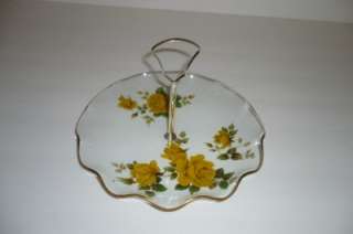 Antique, Yellow Rose, Cookie Plate w/ Handle, Gold Trim  