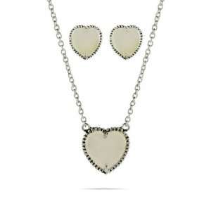   of Pearl Heart Necklace and Earring Set Eves Addiction Jewelry