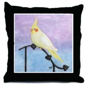  Lutino Cockatiel Watercolor Pets Throw Pillow by  