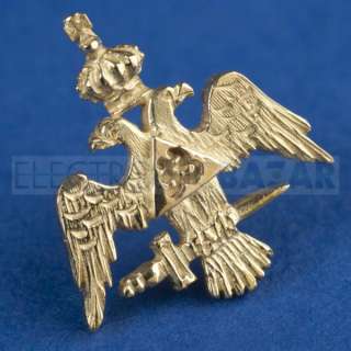 Masonic lapel pin symbol Scottish Rite 33 gold 18kt  