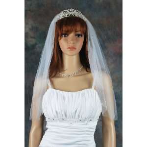 1t Ivory Shoulder Rhinestone Cut Edge Bridal Veil Beauty
