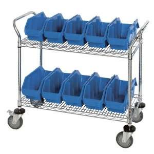  Chrome Wire Shelving Utility Cart with Plastic Bins   WRC2 