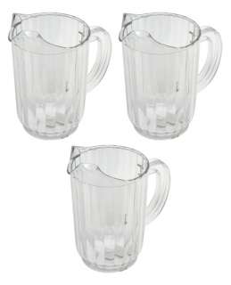 Crestware 3 Pack CLEAR PLASTIC PITCHERS 32 Ounce / Oz. Capacity Brand 