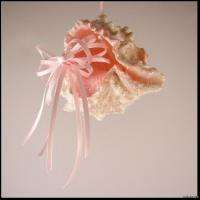 Christmas Seashell Ornament Real Pink Murex Frosted with Opal accents 