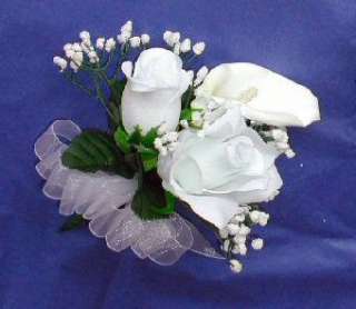 CORSAGE & BOUTONNIERE Calla Lily Wedding Silk Flowers  