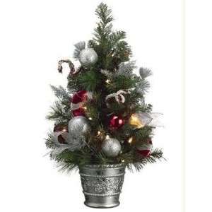   Pre Lit Decorated Potted Christmas Tree   Clear Lights: Home & Kitchen