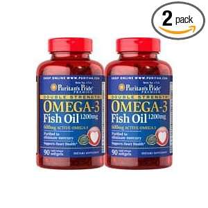  Puritans Pride Double Strength Omega 3 Fish Oil 1200mg 90 