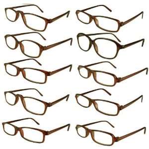  Reading Glasses Wholesale 12 Pair Brown Plastic Reader Men 
