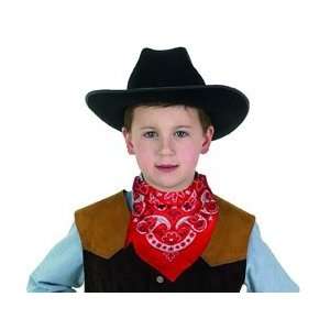   Cowboy   Black Child Cowboy Hat and Red Bandanna 
