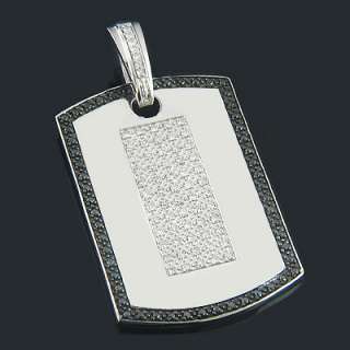 and white diamond dog tag pendant 1 19ct sterling silver