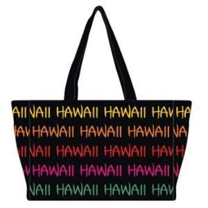  Hawaiian Canvas Tote Bag Robin Ruth Black Rainbow Medium 