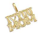 14k Yellow Gold I Love You Mom Mother Charm Pendant New