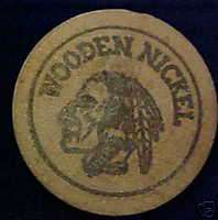 WOODEN INDIAN HEAD NICKEL ANTIQUE, SCULPTURE & TOYS MA  