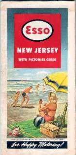 1948 ESSO GAS Road Map NEW JERSEY Blonde Beach Umbrella  