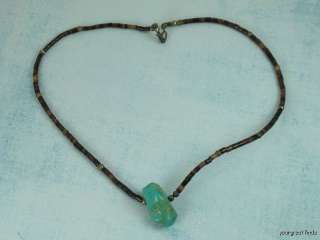 VINTAGE SOUTHWESTERN STERLING SILVER TURQUOISE BROWN HEISHI NECKLACE 