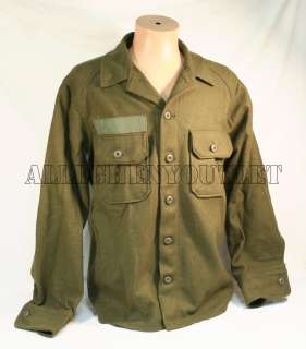 Military U.S. Army Olive Green Cold Weather Field Shirt Wool M 