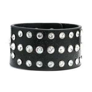   Bracelet With Clear Crystals in Center and adjustable button snap