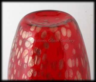 Huge Ruby Red Gold Aventurine Art Glass Floor Vase Perfect Christmas 