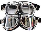 Vintage Style Motorcycle/bike Clear + Silver Goggles Helmet Glasses