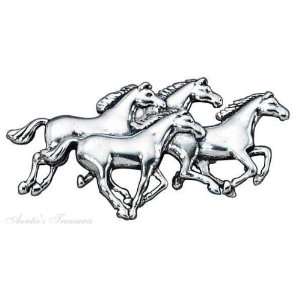  Sterling Silver Horse Herd Animal Brooch Pin Jewelry