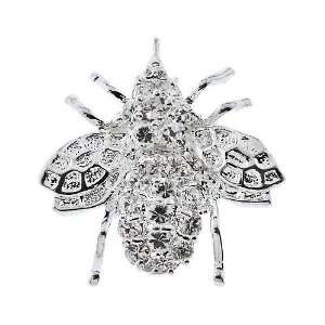   Plated (.925) Sterling Silver Cubic Zirconia Bee Pin Brooch Pendant