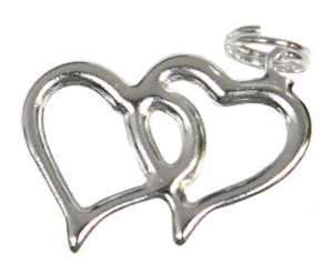 20 Silver Double Heart Charms Wedding/Shower Favors  
