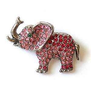 Pink Elephant Trunk Up Pin Brooch set with Swarovski Crystals GOP Gift 
