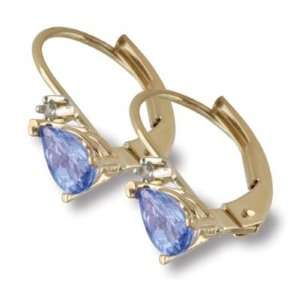   14K Gold Pear Shaped Tanzanite and Diamond Earrings Grande Jewelry