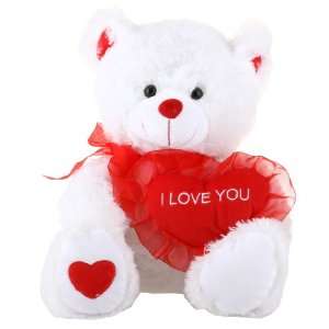  12 Plush White Teddy Bear With Red Heart Electronics