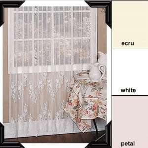  84 Long Tea Rose Lace Curtain Panel   White