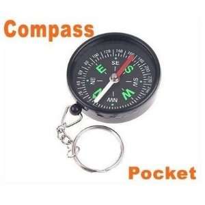  analog round pan camping compass w/ keychain