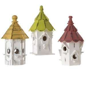  Decorative Wooden Bird House, 13 Inches, Set of 3 Yellow 