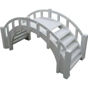 Fairy Tale Arched Wood Garden Bridge with Decorative Picket Railings 